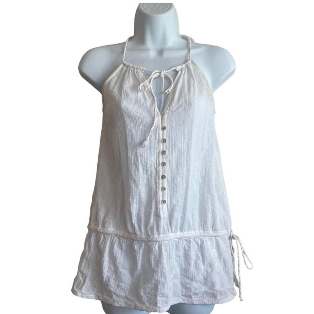 Abercrombie white cotton button down tank